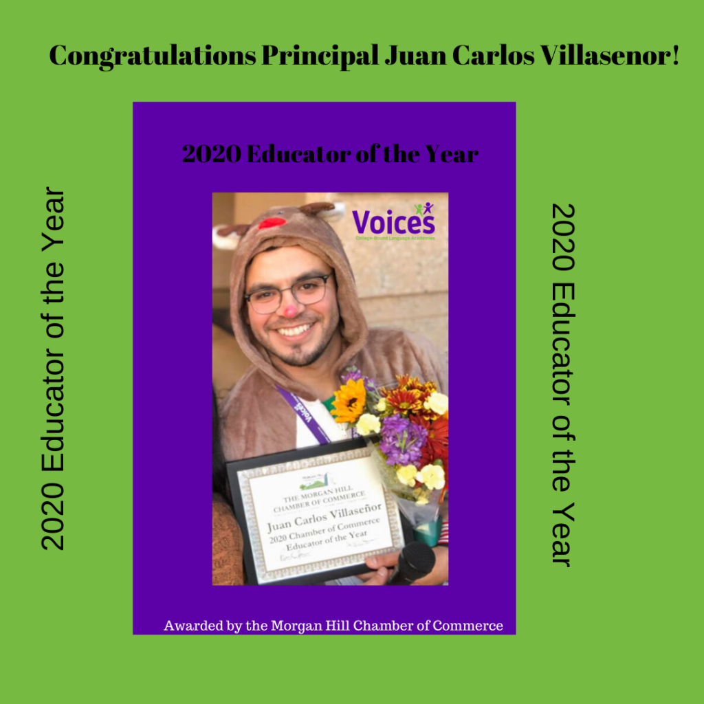 Voices Morgan Hill Principal Villasenor has been named the 2020 Educator of the Year!